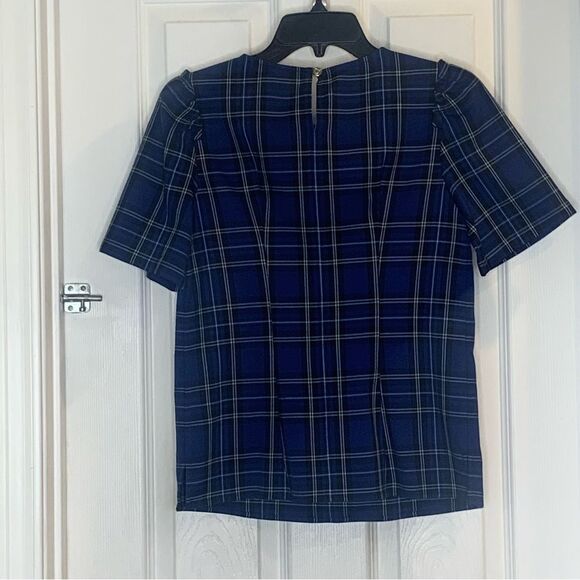 Draper James Blue Plaid Puff Sleeve Blouse Size 0 - Picture 10 of 10